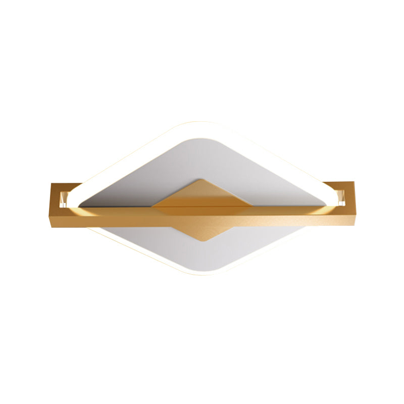 Black/White-Gold Rhombus Thin Flushmount Vintage Acrylic LED Ceiling Mount Light with Frame Guard - Clearhalo - 'Ceiling Lights' - 'Close To Ceiling Lights' - 'Close to ceiling' - 'Flush mount' - Lighting' - 1460658