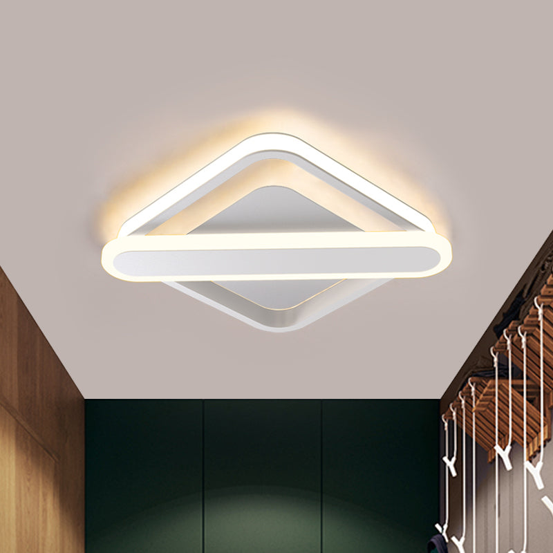 Rhombus-Oblong Foyer Flush Light Iron Modernism LED Ceiling Mounted Lighting Fixture in Black/Gold/White Clearhalo 'Ceiling Lights' 'Close To Ceiling Lights' 'Close to ceiling' 'Flush mount' Lighting' 1460670