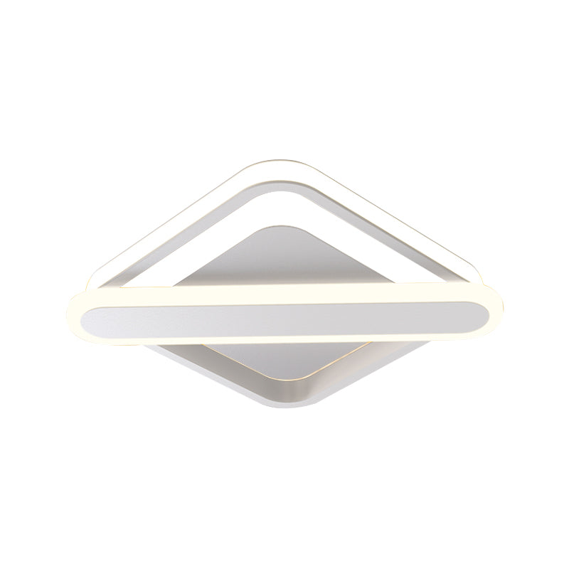 Rhombus-Oblong Foyer Flush Light Iron Modernism LED Ceiling Mounted Lighting Fixture in Black/Gold/White Clearhalo 'Ceiling Lights' 'Close To Ceiling Lights' 'Close to ceiling' 'Flush mount' Lighting' 1460671