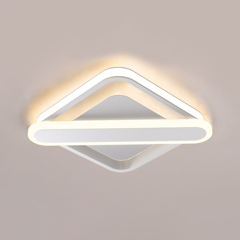 Rhombus-Oblong Foyer Flush Light Iron Modernism LED Ceiling Mounted Lighting Fixture in Black/Gold/White Clearhalo 'Ceiling Lights' 'Close To Ceiling Lights' 'Close to ceiling' 'Flush mount' Lighting' 1460672