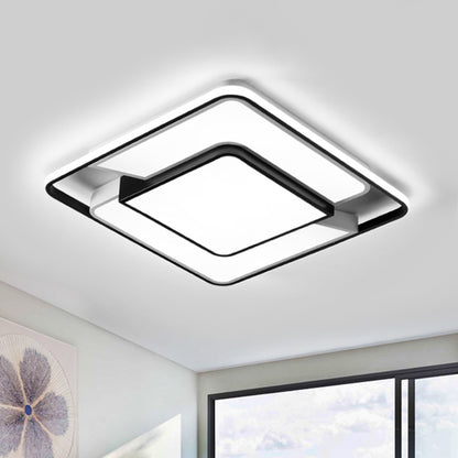 Modern Spliced Square Thin Ceiling Lamp Aluminum Bedroom LED Flush Mount Recessed Lighting in Black-White, 18"/21.5" Wide Black-White Clearhalo 'Ceiling Lights' 'Close To Ceiling Lights' 'Close to ceiling' 'Flush mount' Lighting' 1460673