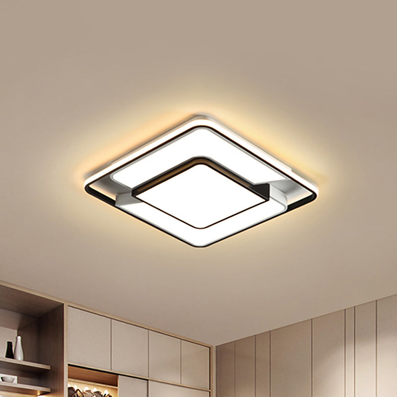 Modern Spliced Square Thin Ceiling Lamp Aluminum Bedroom LED Flush Mount Recessed Lighting in Black-White, 18"/21.5" Wide - Clearhalo - 'Ceiling Lights' - 'Close To Ceiling Lights' - 'Close to ceiling' - 'Flush mount' - Lighting' - 1460674
