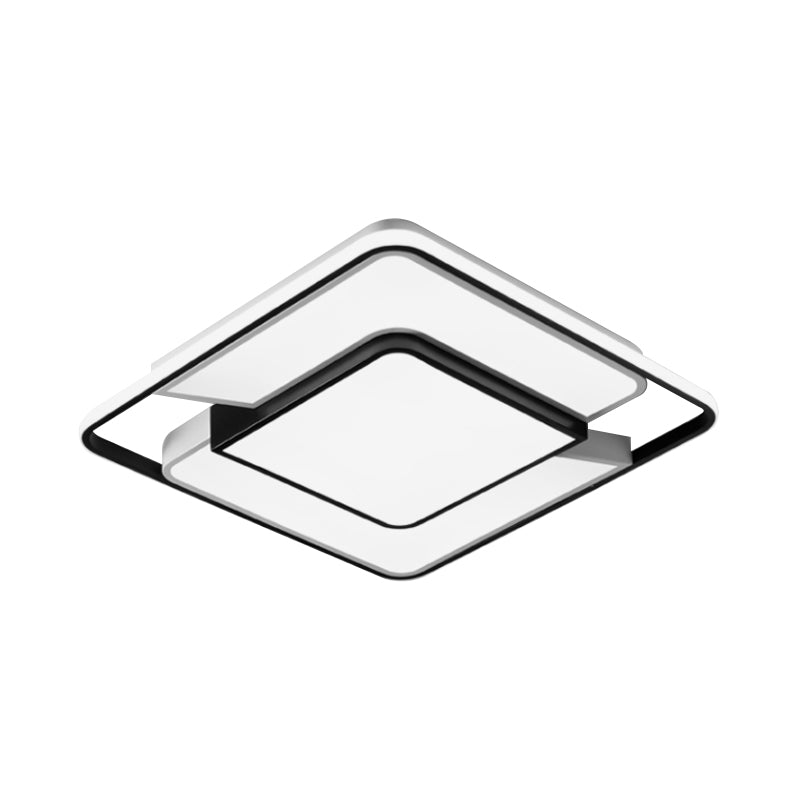 Modern Spliced Square Thin Ceiling Lamp Aluminum Bedroom LED Flush Mount Recessed Lighting in Black-White, 18"/21.5" Wide - Clearhalo - 'Ceiling Lights' - 'Close To Ceiling Lights' - 'Close to ceiling' - 'Flush mount' - Lighting' - 1460675