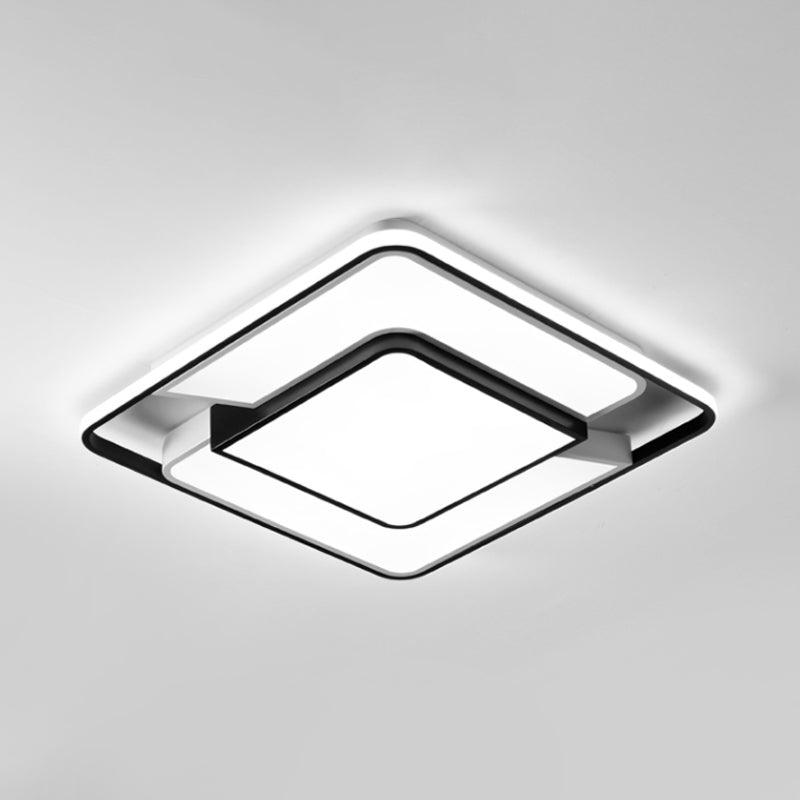 Modern Spliced Square Thin Ceiling Lamp Aluminum Bedroom LED Flush Mount Recessed Lighting in Black-White, 18"/21.5" Wide - Clearhalo - 'Ceiling Lights' - 'Close To Ceiling Lights' - 'Close to ceiling' - 'Flush mount' - Lighting' - 1460676