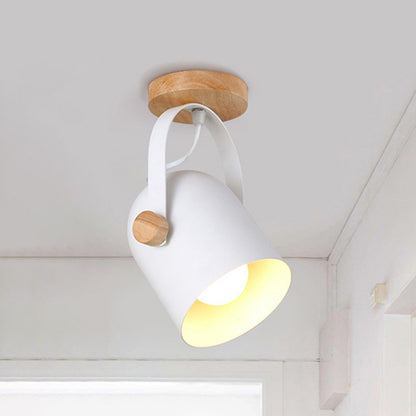 Small Elongated Dome Semi Mount Lighting Nordic Metal 1-Light White Ceiling Fixture with Adjustable Handle White Clearhalo 'Ceiling Lights' 'Close To Ceiling Lights' 'Close to ceiling' 'Semi-flushmount' Lighting' 1460708