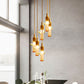 Wood Bottle Ceiling Pendant Nordic Clear Glass 2/3/4 Bulbs Restaurant Plant Drop Lamp with Round/Linear Canopy Clearhalo 'Ceiling Lights' 'Glass shade' 'Glass' 'Industrial Pendants' 'Industrial' 'Middle Century Pendants' 'Pendant Lights' 'Pendants' 'Tiffany' Lighting' 1460744
