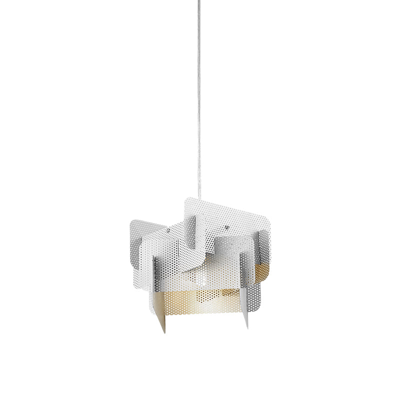 Steel Spliced Mesh Screen Drop Pendant Modern Vogue 1 Head Pink/Grey Hanging Ceiling Light for Dining Room Clearhalo 'Ceiling Lights' 'Modern Pendants' 'Modern' 'Pendant Lights' 'Pendants' Lighting' 1460785