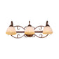 Brown Bowl Vanity Wall Light Antique Beige Glass 2/3/4 Bulbs Bathroom Wall Sconce Lighting Fixture with Swooping Arm Clearhalo 'Vanity Lights' 'Wall Lights' Lighting' 1460913