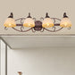 Brown Bowl Vanity Wall Light Antique Beige Glass 2/3/4 Bulbs Bathroom Wall Sconce Lighting Fixture with Swooping Arm 4.0 Brown Clearhalo 'Vanity Lights' 'Wall Lights' Lighting' 1460915