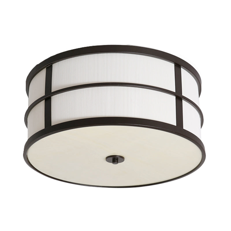 5-Bulb Drum Ceiling Light Traditional Black Fabric Flush Mount Lighting Fixture with Circular Frame Clearhalo 'Ceiling Lights' 'Close To Ceiling Lights' 'Close to ceiling' 'Flush mount' Lighting' 1460922