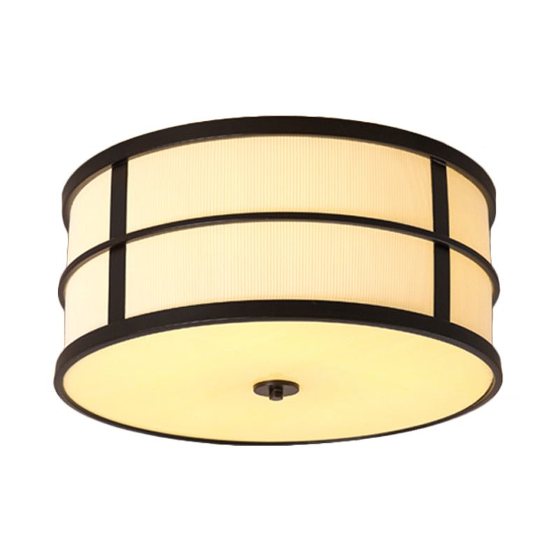 5-Bulb Drum Ceiling Light Traditional Black Fabric Flush Mount Lighting Fixture with Circular Frame Clearhalo 'Ceiling Lights' 'Close To Ceiling Lights' 'Close to ceiling' 'Flush mount' Lighting' 1460923