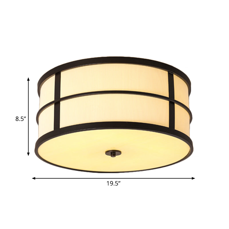 5-Bulb Drum Ceiling Light Traditional Black Fabric Flush Mount Lighting Fixture with Circular Frame Clearhalo 'Ceiling Lights' 'Close To Ceiling Lights' 'Close to ceiling' 'Flush mount' Lighting' 1460924