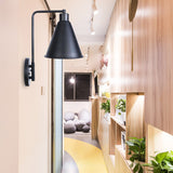 1 Bulb Conical Wall Sconce Vintage Style Black/Rust Iron Wall Mounted Lamp with Angle Arm for Farmhouse Black Clearhalo 'Art deco wall lights' 'Cast Iron' 'Glass' 'Industrial wall lights' 'Industrial' 'Middle century wall lights' 'Modern' 'Rustic wall lights' 'Tiffany' 'Traditional wall lights' 'Wall Lamps & Sconces' 'Wall Lights' Lighting' 146170