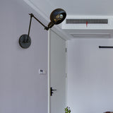 1 Head Wall Mount Light Loft Style Dome Shade Metal Adjustable Wall Sconce in Black for Bedroom Black 12"+6" Clearhalo 'Art deco wall lights' 'Cast Iron' 'Glass' 'Industrial wall lights' 'Industrial' 'Middle century wall lights' 'Modern' 'Rustic wall lights' 'Tiffany' 'Traditional wall lights' 'Wall Lamps & Sconces' 'Wall Lights' Lighting' 146244