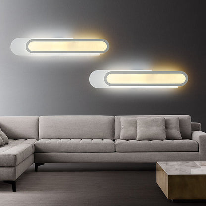 LED Bathroom Vanity Light with Oblong Acrylic Shade White Wall Sconce in Warm/White Light, 12"/18"/20" Wide White Clearhalo 'Modern wall lights' 'Modern' 'Vanity Lights' 'Wall Lights' Lighting' 146269