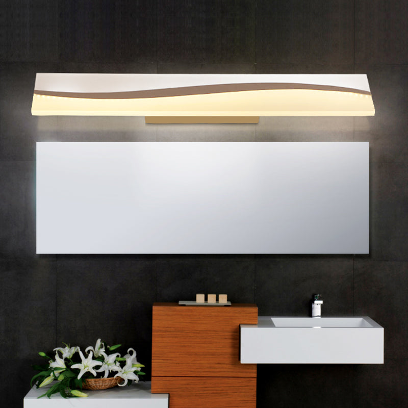 Acrylic Rectangular Vanity Mirror Lamp Simple 16"/19.5"/23" Wide LED Bath Light over Mirror in Warm/White, Water And Fog Resistant White Clearhalo 'Modern wall lights' 'Modern' 'Vanity Lights' 'Wall Lights' Lighting' 146330