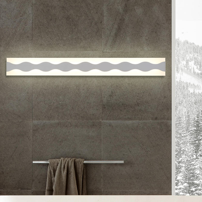 16"/19.5" Wide LED Bathroom Vanity Light with Wave Acrylic Shade White Vanity Wall Sconce in Warm/White Light Clearhalo 'Modern wall lights' 'Modern' 'Vanity Lights' 'Wall Lights' Lighting' 146340