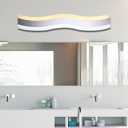 Wavy LED Bath Light Acrylic Single Light Minimalism Antifogging Vanity Mirror Light in Warm/White, 16"/19.5" Wide White Clearhalo 'Modern wall lights' 'Modern' 'Vanity Lights' 'Wall Lights' Lighting' 146354