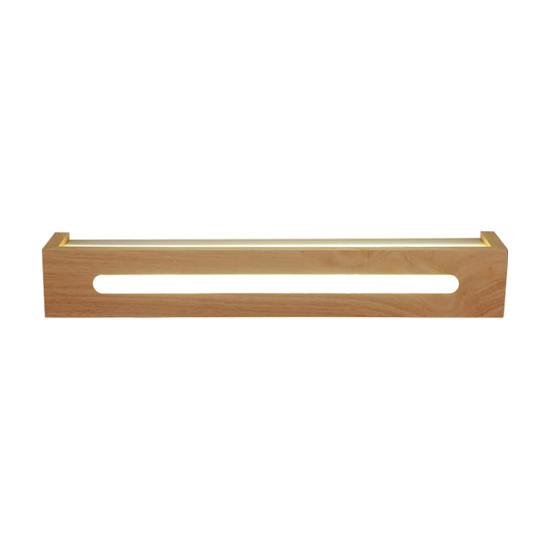Rectangular LED Wall Sconce Minimalist Wooden 14"/18"/21.5" Wide 1 Light Bath Vanity Light with Diffuser in Warm/White Light Clearhalo 'Vanity Lights' 'Wall Lights' Lighting' 146419