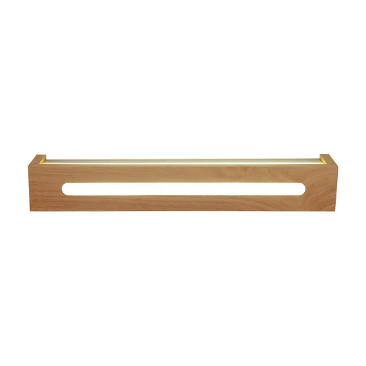 Rectangular LED Wall Sconce Minimalist Wooden 14"/18"/21.5" Wide 1 Light Bath Vanity Light with Diffuser in Warm/White Light Clearhalo 'Vanity Lights' 'Wall Lights' Lighting' 146419