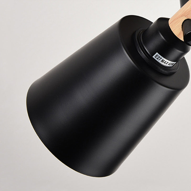 1 Light Cylindrical Wall Light Fixture Modernist Style Black Metallic Sconce Fixture with Wooden Joint for Bedroom Clearhalo 'Cast Iron' 'Glass' 'Industrial' 'Modern wall lights' 'Modern' 'Tiffany' 'Traditional wall lights' 'Wall Lamps & Sconces' 'Wall Lights' Lighting' 146443