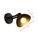 1 Head Wall Light Fixture with Dome Shade Metal Industrial Style Indoor Wall Lamp in Black Clearhalo 'Art deco wall lights' 'Cast Iron' 'Glass' 'Industrial wall lights' 'Industrial' 'Middle century wall lights' 'Modern' 'Rustic wall lights' 'Tiffany' 'Traditional wall lights' 'Wall Lamps & Sconces' 'Wall Lights' Lighting' 146476