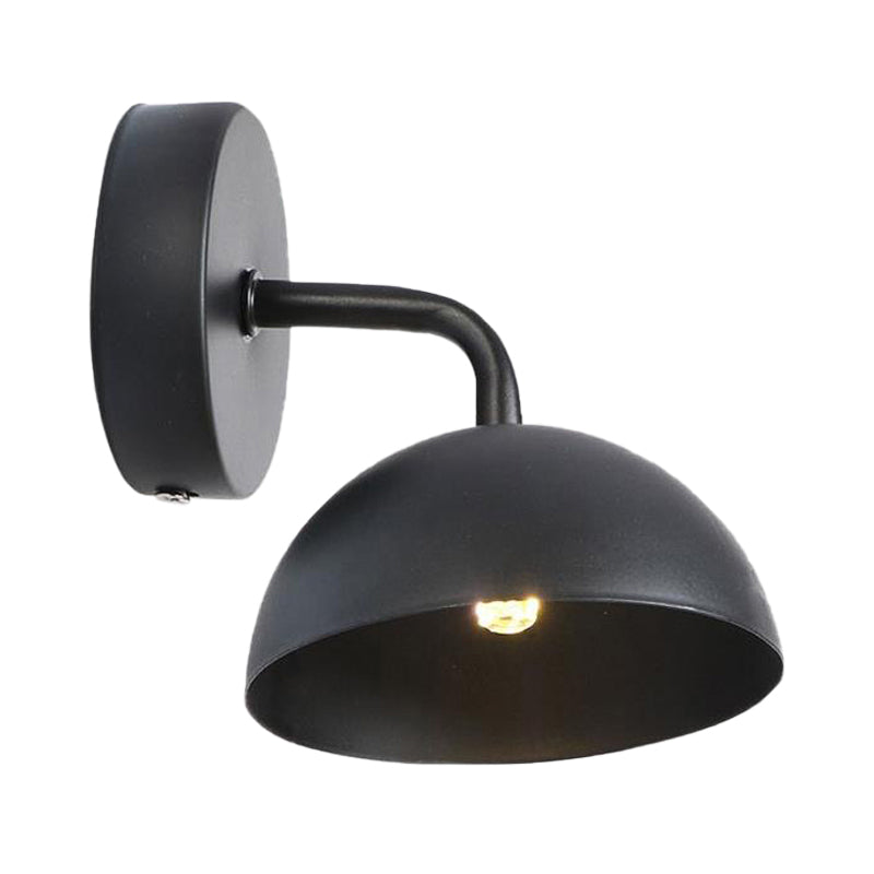 1 Light Wall Sconce Industrial Dome Shade Metal Down Wall Light with Curved Arm in Black/Brass for Bedroom Clearhalo 'Art deco wall lights' 'Cast Iron' 'Glass' 'Industrial wall lights' 'Industrial' 'Middle century wall lights' 'Modern' 'Rustic wall lights' 'Tiffany' 'Traditional wall lights' 'Wall Lamps & Sconces' 'Wall Lights' Lighting' 146503