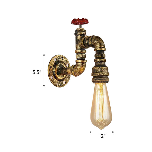 Antique Brass Faucet Shaped Wall Sconce with Valve Industrial 1 Light Living Room Wall Mount Light Clearhalo 'Art deco wall lights' 'Cast Iron' 'Glass' 'Industrial wall lights' 'Industrial' 'Middle century wall lights' 'Modern' 'Rustic wall lights' 'Tiffany' 'Traditional wall lights' 'Wall Lamps & Sconces' 'Wall Lights' Lighting' 146515