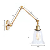 Brass Flared Wall Lighting Vintage Style Clear Textured Glass 1 Light Living Room Sconce Light Fixture Clearhalo 'Art deco wall lights' 'Cast Iron' 'Glass' 'Industrial wall lights' 'Industrial' 'Middle century wall lights' 'Modern' 'Rustic wall lights' 'Tiffany' 'Traditional wall lights' 'Wall Lamps & Sconces' 'Wall Lights' Lighting' 146615