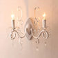 Candle Shape Wall Light Classic Stylish Metal Wall Lamp in White with Clear Crystal for Lodge 2.0 White Clearhalo 'Wall Lamps & Sconces' 'Wall Lights' Lighting' 14663