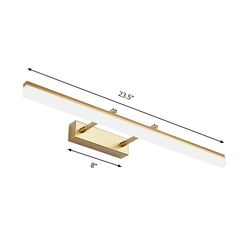 16"/19.5" W Rectangular Wall Sconce Lighting Modernist Style Acrylic LED Bathroom Vanity Light in Gold, Warm/White Light Clearhalo 'Cast Iron' 'Glass' 'Industrial' 'Modern wall lights' 'Modern' 'Tiffany' 'Traditional wall lights' 'Vanity Lights' 'Wall Lights' Lighting' 146633