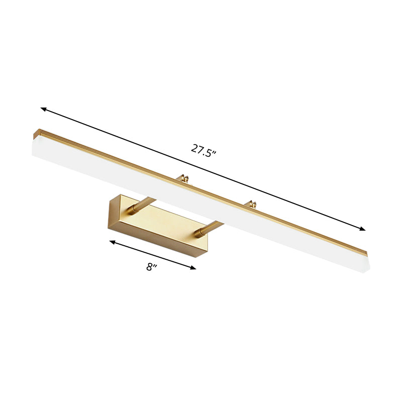 16"/19.5" W Rectangular Wall Sconce Lighting Modernist Style Acrylic LED Bathroom Vanity Light in Gold, Warm/White Light Clearhalo 'Cast Iron' 'Glass' 'Industrial' 'Modern wall lights' 'Modern' 'Tiffany' 'Traditional wall lights' 'Vanity Lights' 'Wall Lights' Lighting' 146634
