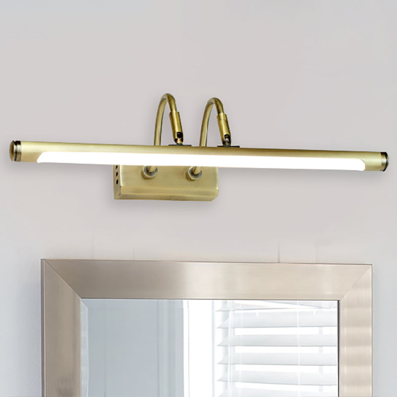 Tubed Vanity Lighting Modern Metal 16.5"/20.5" W LED Gold Finish Adjustable Wall Light with Arced Arm, Warm/White Light Clearhalo 'Cast Iron' 'Glass' 'Industrial' 'Modern wall lights' 'Modern' 'Tiffany' 'Traditional wall lights' 'Vanity Lights' 'Wall Lights' Lighting' 146700