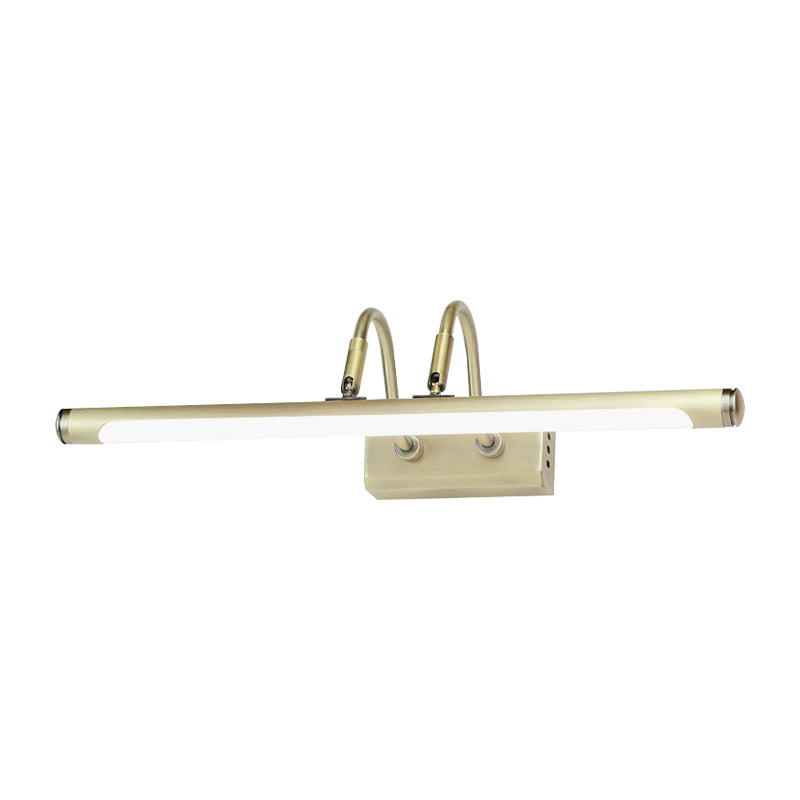 Tubed Vanity Lighting Modern Metal 16.5"/20.5" W LED Gold Finish Adjustable Wall Light with Arced Arm, Warm/White Light Clearhalo 'Cast Iron' 'Glass' 'Industrial' 'Modern wall lights' 'Modern' 'Tiffany' 'Traditional wall lights' 'Vanity Lights' 'Wall Lights' Lighting' 146701
