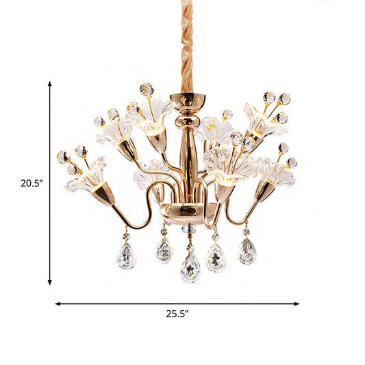 Clear Crystal Blossom Ceiling Light Modern 8-Head Gold Chandelier Lighting Fixture with Curvy Arms Clearhalo 'Ceiling Lights' 'Chandeliers' 'Modern Chandeliers' 'Modern' Lighting' 1467967