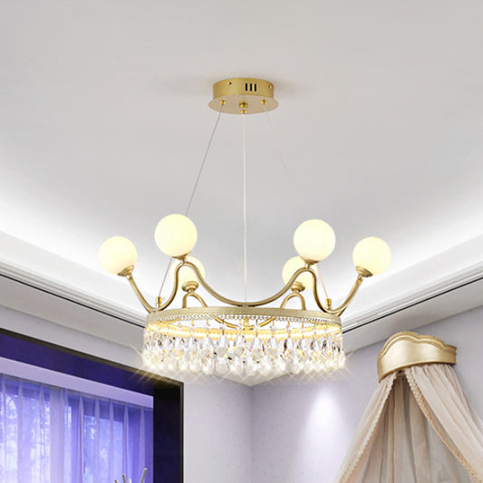 Gold Crown Ceiling Chandelier Contemporary 6/8-Light Cut Crystal Suspended Lighting Fixture Clearhalo 'Ceiling Lights' 'Chandeliers' 'Modern Chandeliers' 'Modern' Lighting' 1467969