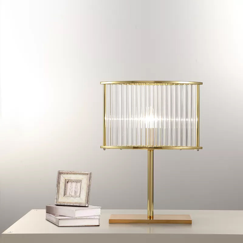 1 Head Oval Nightstand Lamp Contemporary Clear Crystal Bar Desk Light in Gold Gold Clearhalo 'Lamps' 'Table Lamps' Lighting' 1467985