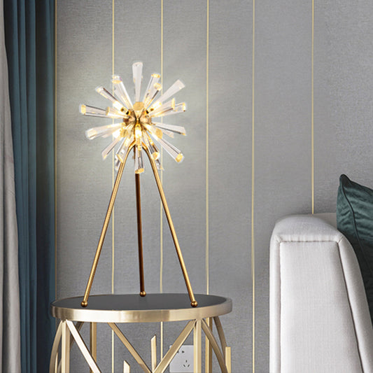 Burst Study Room Desk Light Crystal Prisms 1 Bulb Contemporary Night Table Lamp in Gold Gold Clearhalo 'Lamps' 'Table Lamps' Lighting' 1467993