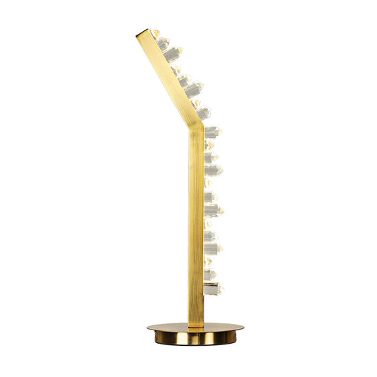 1 Bulb Study Room Crystal Table Light Modern Gold Nightstand Lamp with Bent Bar-Shape Metal Shade in Warm/White Light Clearhalo 'Lamps' 'Table Lamps' Lighting' 1467999