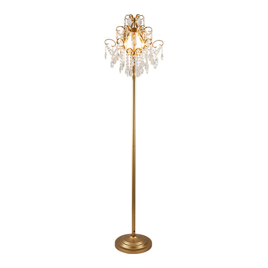 Gold Cascading Shape Floor Light Contemporary Faceted Crystal 1-Head Standing Lamp for Parlor Clearhalo 'Floor Lamps' 'Lamps' Lighting' 1468003