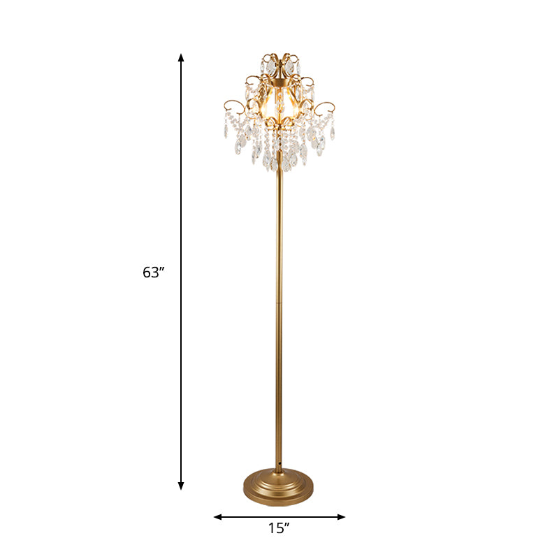 Gold Cascading Shape Floor Light Contemporary Faceted Crystal 1-Head Standing Lamp for Parlor Clearhalo 'Floor Lamps' 'Lamps' Lighting' 1468004