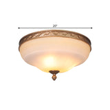 Amber Glass Ivory Ceiling Lamp Curved Dome 14.5"/16.5"/20" Wide LED Vintage Flush Mount Fixture Clearhalo 'Ceiling Lights' 'Close To Ceiling Lights' 'Close to ceiling' 'Flush mount' Lighting' 1468015