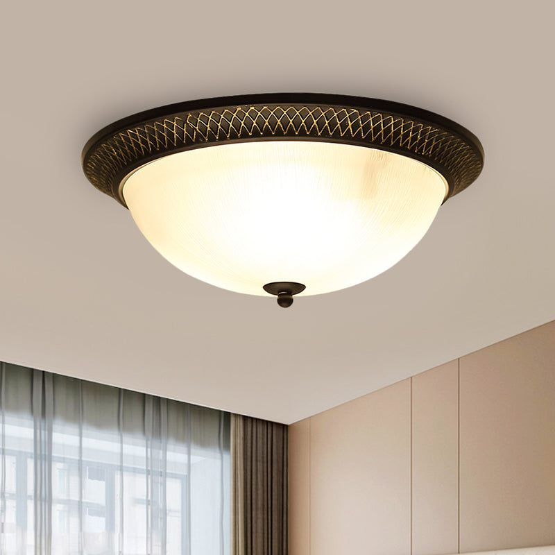 Opaline Glass Brass Flush Mount Semicircle LED Classic Ceiling Light Fixture for Hallway, 12.5"/15" W