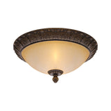 12.5"/15" Wide LED Flush Lamp Vintage Semi-Ball Amber Glass Ceiling Fixture in Brass for Balcony Clearhalo 'Ceiling Lights' 'Close To Ceiling Lights' 'Close to ceiling' 'Flush mount' Lighting' 1468051