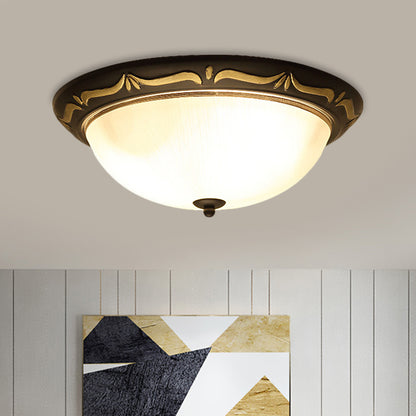 Dome-Like Bedroom Ceiling Fixture Classic Style Milk Glass 12.5"/15" Width LED Brown Flush Mount Lighting Brown Clearhalo 'Ceiling Lights' 'Close To Ceiling Lights' 'Close to ceiling' 'Flush mount' Lighting' 1468054