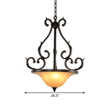 LED Inverted Bell Ceiling Lamp Traditional Bronze Fluted Glass Pendant Lighting Fixture Clearhalo 'Ceiling Lights' 'Glass shade' 'Glass' 'Pendant Lights' 'Pendants' Lighting' 1468074