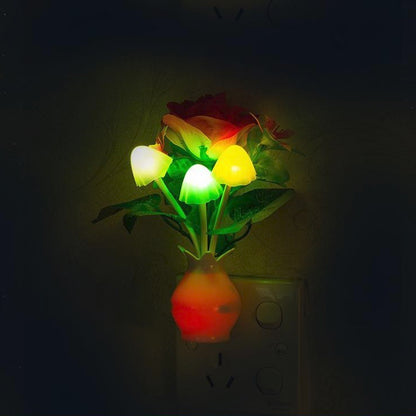 Modernist Lilac Blossom LED Night Lamp Plastic Bedside Plug in Wall Lighting in Multicolored Light Multi-Color Clearhalo 'Night Lights' 'Wall Lights' Lighting' 1468134