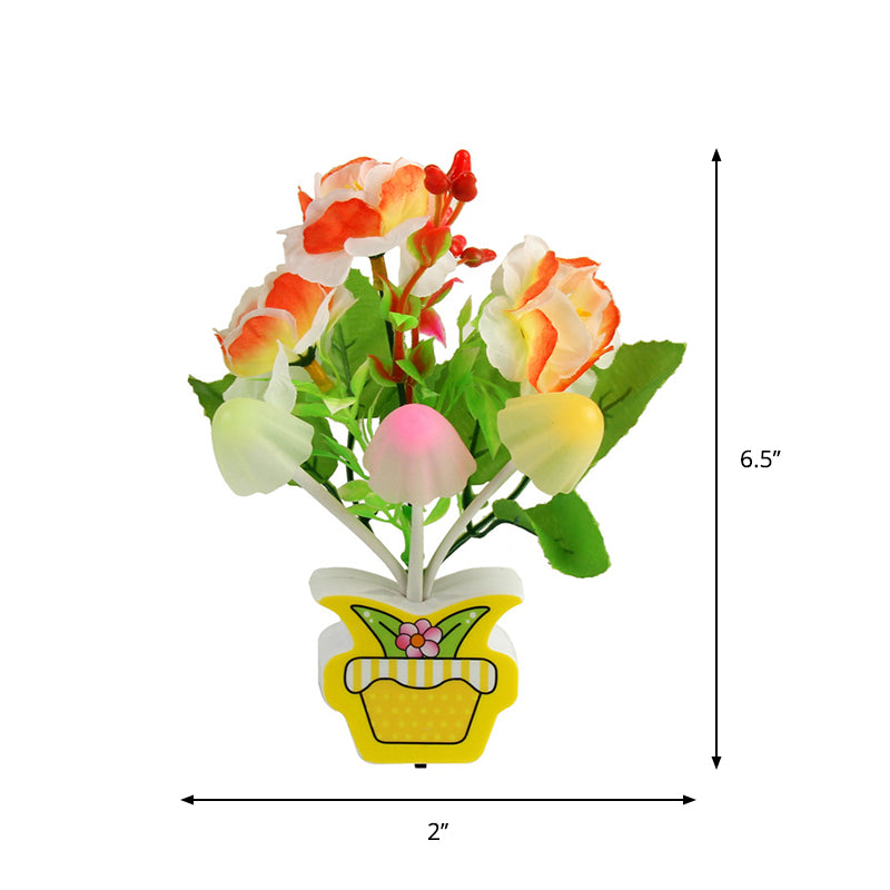 Plastic Blooming Flower Wall Nightlight Contemporary Yellow/Pink/Peach LED Night Lighting with Plug Clearhalo 'Night Lights' 'Wall Lights' Lighting' 1468145