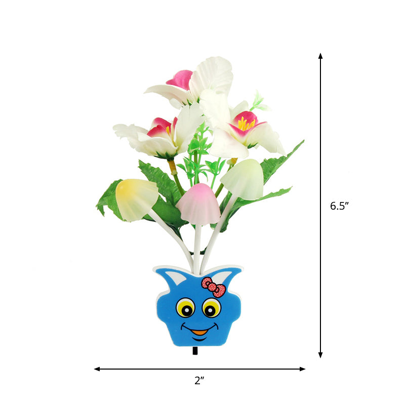 Plastic Blooming Flower Wall Nightlight Contemporary Yellow/Pink/Peach LED Night Lighting with Plug Clearhalo 'Night Lights' 'Wall Lights' Lighting' 1468150