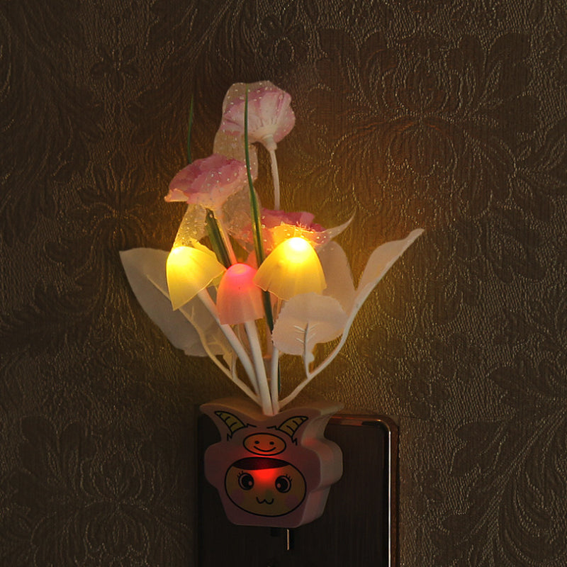 Plastic Blooming Flower Wall Nightlight Contemporary Yellow/Pink/Peach LED Night Lighting with Plug Clearhalo 'Night Lights' 'Wall Lights' Lighting' 1468158